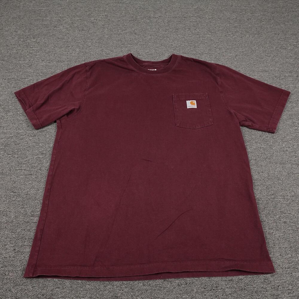 Carhartt Shirt Mens Large Red Short Sleeve Pocket Tee Tagless Loose Fit Workwear